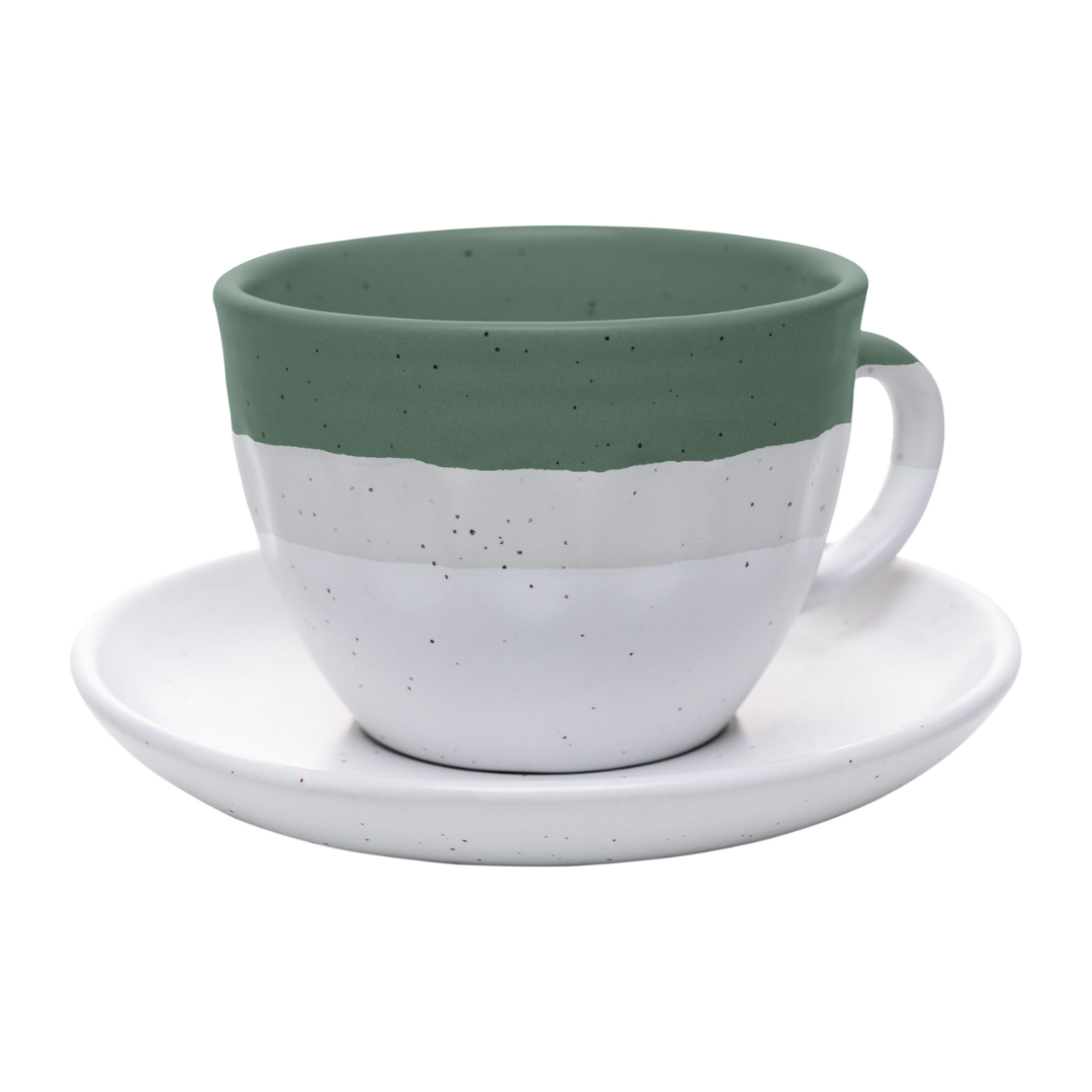 Set of 4 cups of Tea with Píres Ceramic Ombre Green 210ml